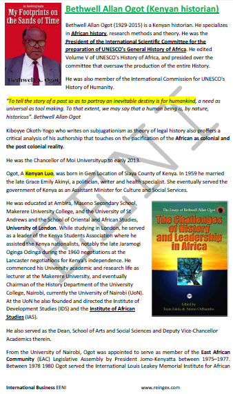 Bethwell Ogot (Kenia, historiador keniata) obras sobre la historia africana