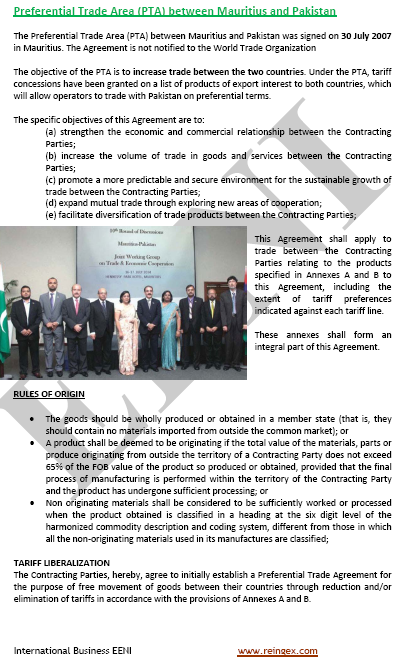 Mauricio-Pakistán Zona preferencial de comercio