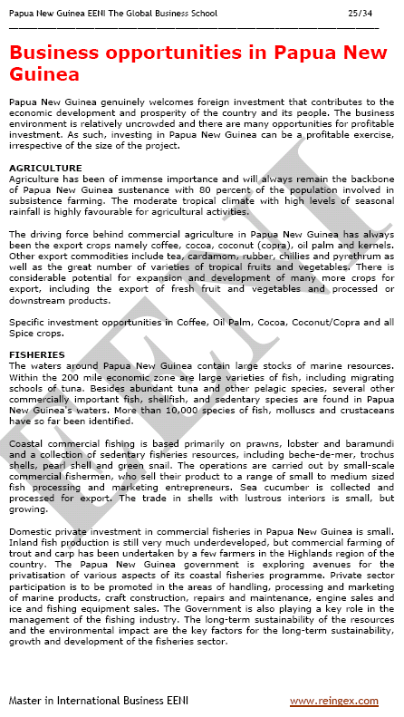 Comercio Exterior y Negocios en Papúa Nueva Guinea