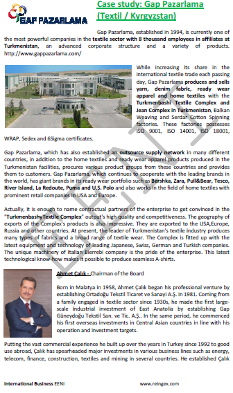 Turkmenistán Empresa Gap Pazarlama