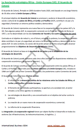 Asociación Estratégica África-UE. Acuerdo de Cotonú