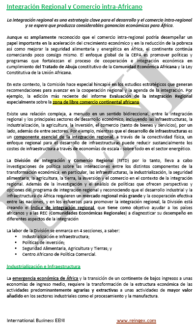 Integración Comercio intraafricano. Comisión Económica para África de las Naciones Unidas (ECA)