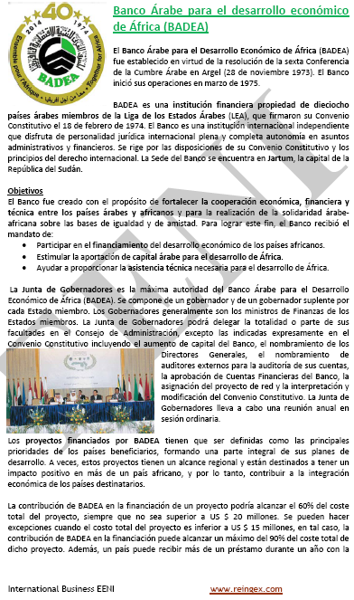 Banco Árabe para el Desarrollo Económico de África (BADEA)