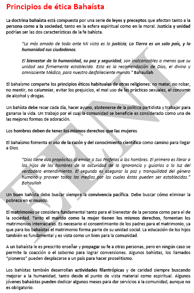 Bahaísmo Negocios y Ética