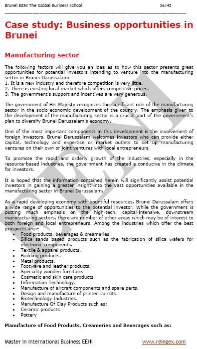 Brunéi Oportunidades de Negocios