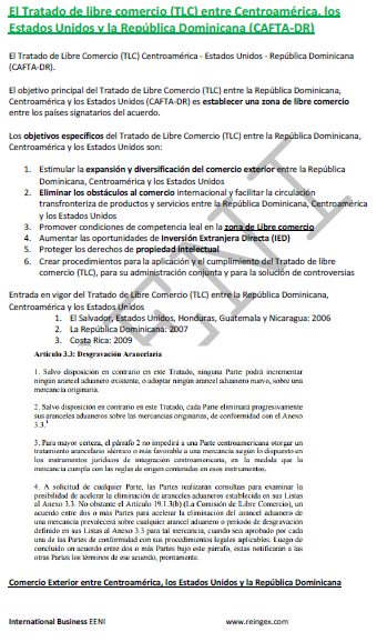 Tratado Centroamérica (Costa Rica, El Salvador, Guatemala, Honduras, Nicaragua)-Estados Unidos (CAFTA DR)