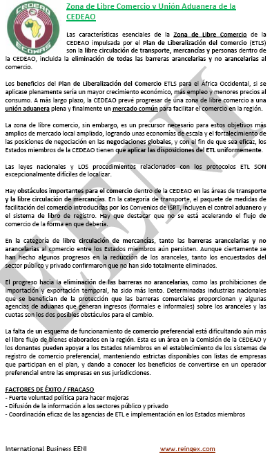 Zona de libre comercio CEDEAO (Comunidad Económica de Estados de África Occidental)