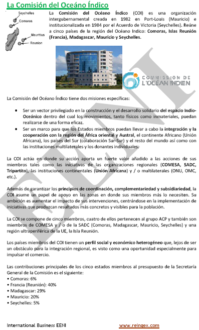 Comisión del Océano Índico (las Comoras, las Islas Reunión, Madagascar, Mauricio y Seychelles)