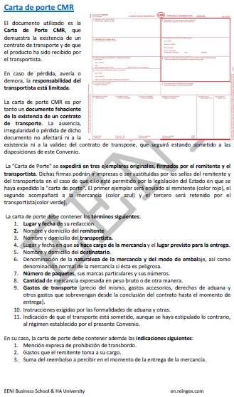 Convenio relativo al contrato de transporte internacional de mercancías por carretera (CMR) de Naciones Unidas
