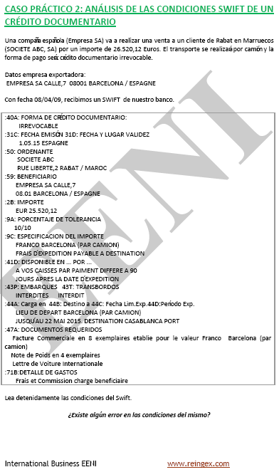 Crédito documentario Ejemplo