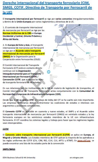 Derecho internacional del transporte ferroviario (CIM, SMGS, COTIF). Comité Internacional de Transporte Ferroviario (CIT)