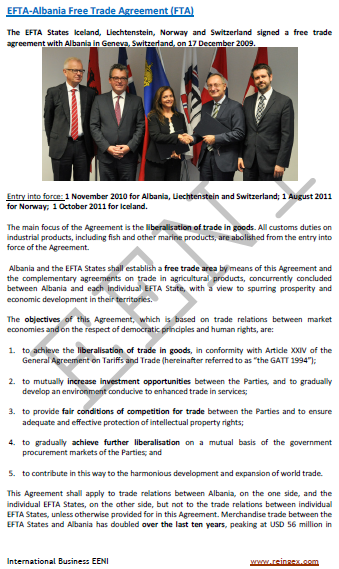 AELC (Islandia, Liechtenstein, Noruega y Suiza)-Albania Tratado de Libre Comercio