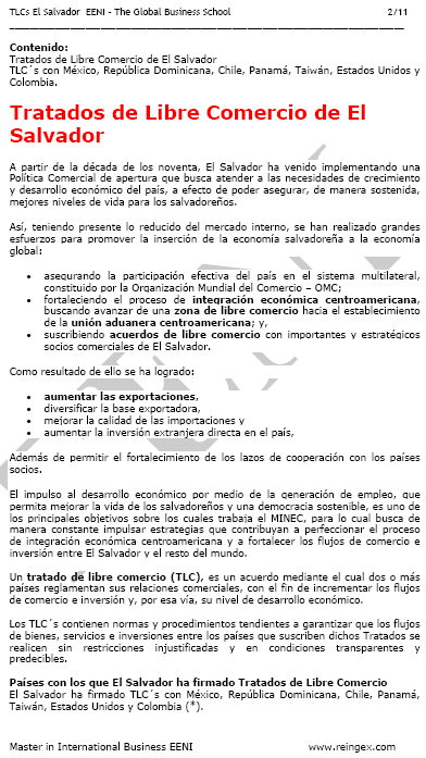 El Salvador Tratados comerciales