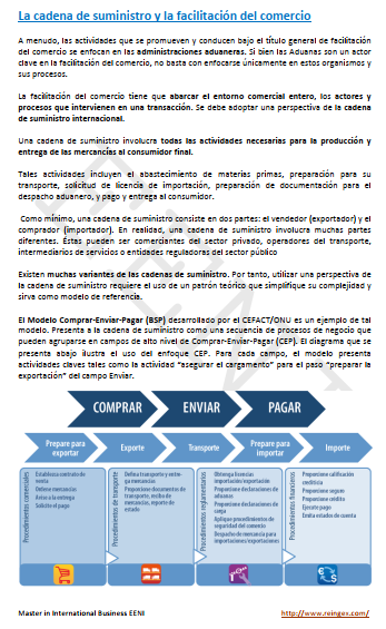 Facilitación del Comercio Exterior. Acuerdo AFC. Aduanas. Pagos. Cadena de suministro global