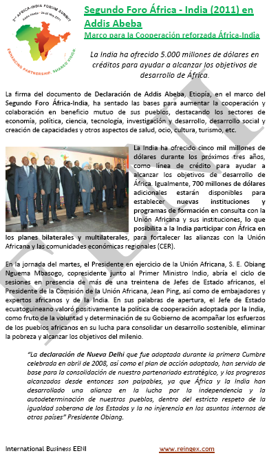 Comercio exterior India-África. Cámara Indo-africana. Régimen de Preferencias Arancelarias Libres de Impuestos