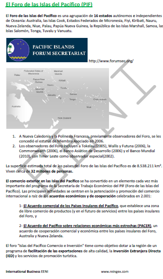 Foro de las Islas del Pacífico (PIF) Australia, Nueva Zelanda, Papúa..