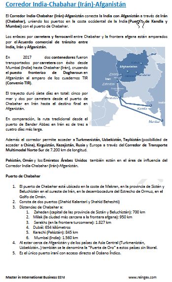 Corredor Internacional de Transporte Norte-Sur, India, Irán y Afganistán