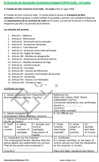 Tratado de libre comercio India-Sri Lanka