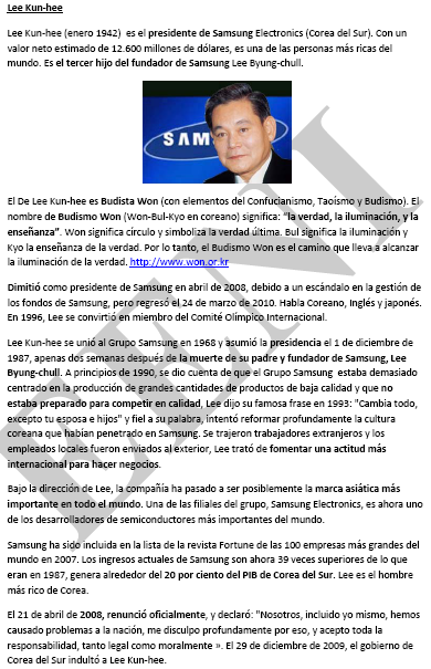 Dr. Lee Kun-hee hombre de negocios budista