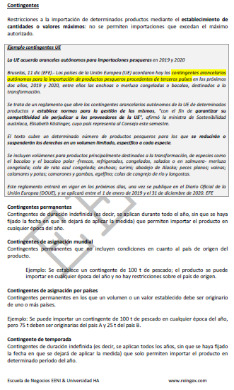 Licencias de importación, contingentes (Máster Comercio)