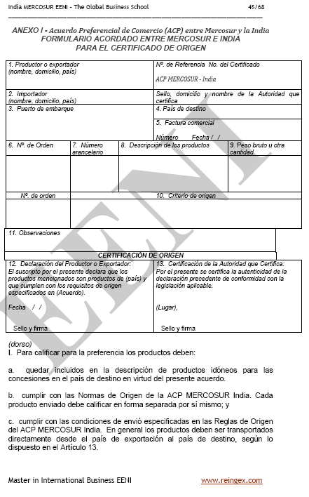 Acuerdo preferencial de comercio MERCOSUR (Argentina, Brasil, Paraguay, Uruguay)-India