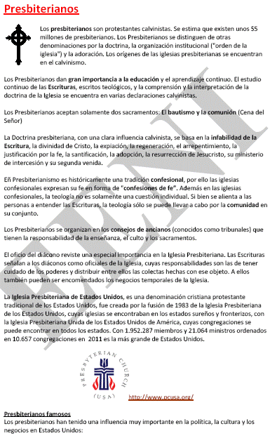 Presbiterianos Negocios y Ética