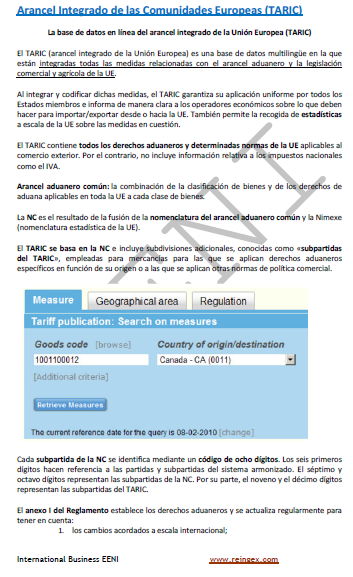 Arancel Integrado de las Comunidades Europeas (TARIC)