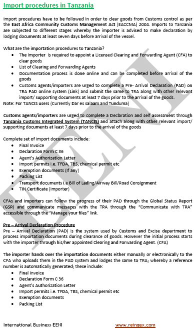 Tanzania Importaciones