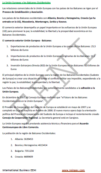 Comercio exterior Unión Europea-Balcanes Occidentales