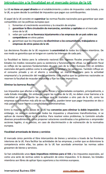 Fiscalidad en el mercado único de la Unión Europea
