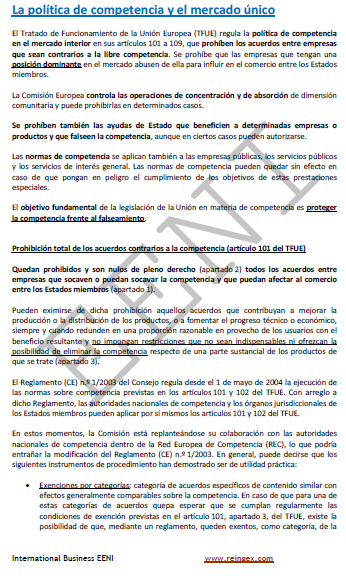 Política de competencia y mercado único