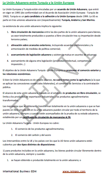 Unión Aduanera Turquía-Unión Europea (España)