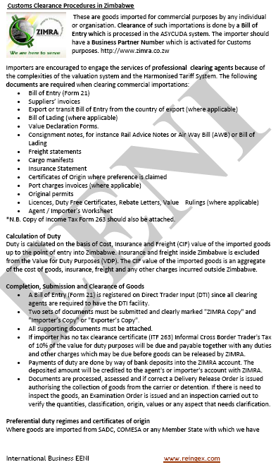 Aduanas de Zimbabue